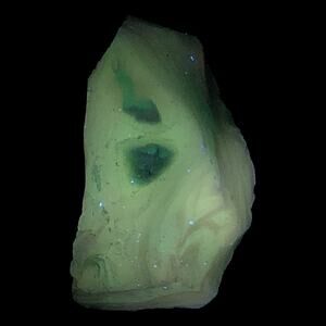 Blue Layered Art Glass Cullet Glowing Swirl Manganese Slag Glass  #4GL90